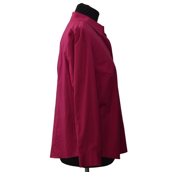 Talbots Woman Blouse Size 16W Cotton Stretch Long Sleeve Berry - Picture 4 of 7